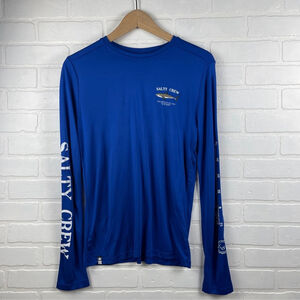 Salty Crew Fishing Sun Shirt long sleeve Royal Blue Shark Graphic tee upf XL